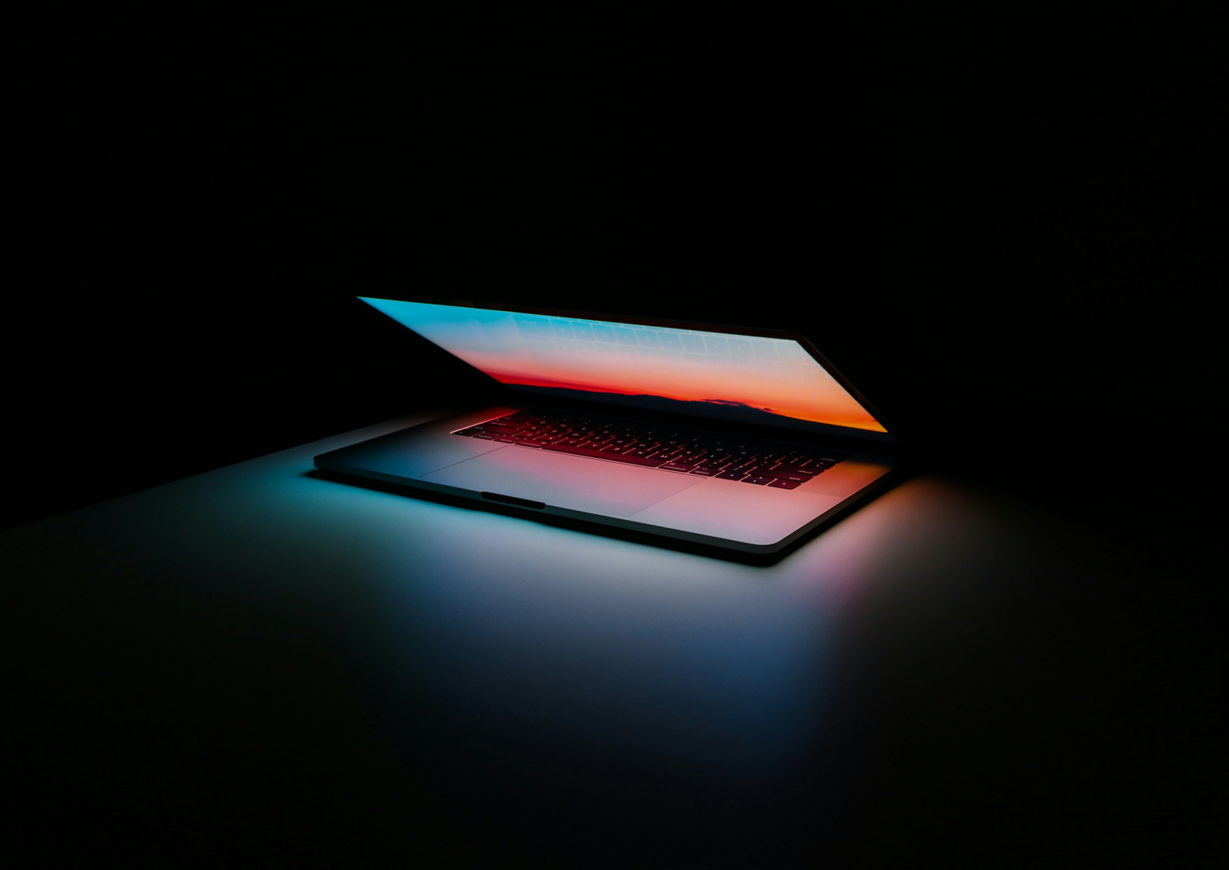 Purple lit workstation