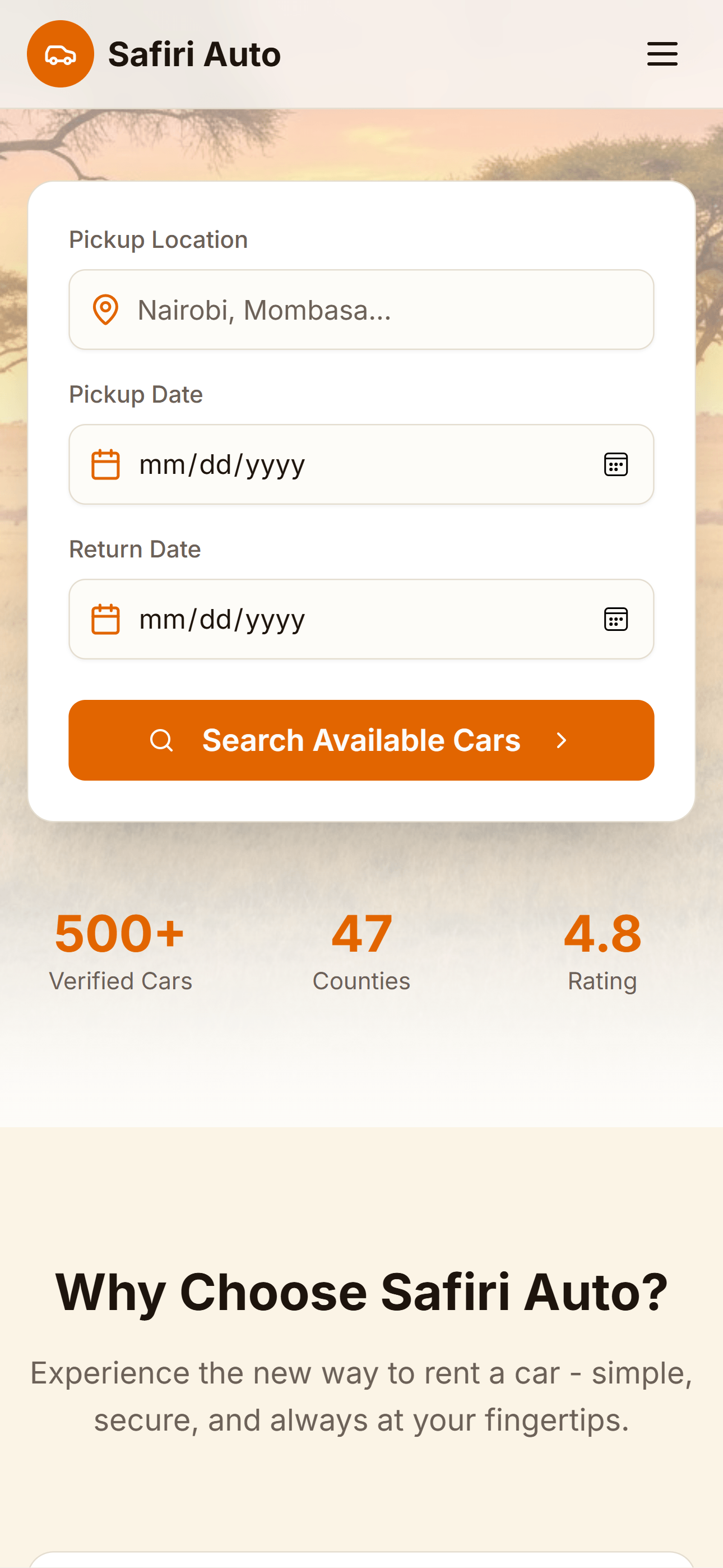 Safiri Auto Mobile Responsive Home Page
